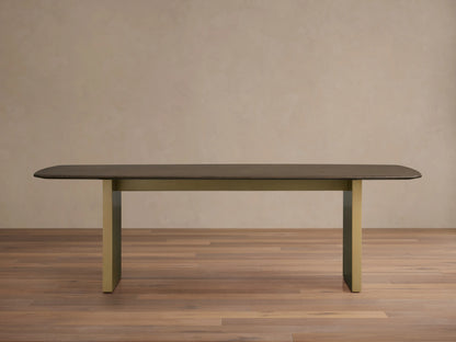 Saint Germain Wood Dining Table with Clement Base in Metal
