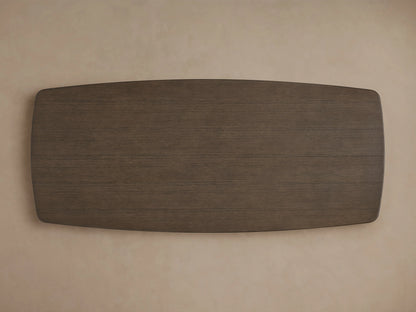 Saint Germain Wood Dining Table showing a close-up of the rectangular oak tabletop with a chestnut finish, smooth edges, and a subtle grain.