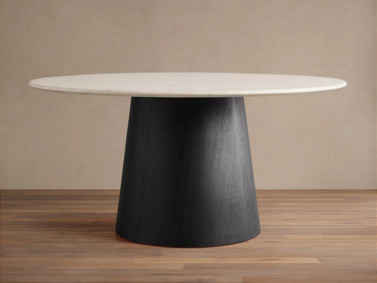 Saint Germain Round Stone Dining Table with Toulouse Base