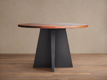 Recycled Metal Round Dining Table with Vertex Base