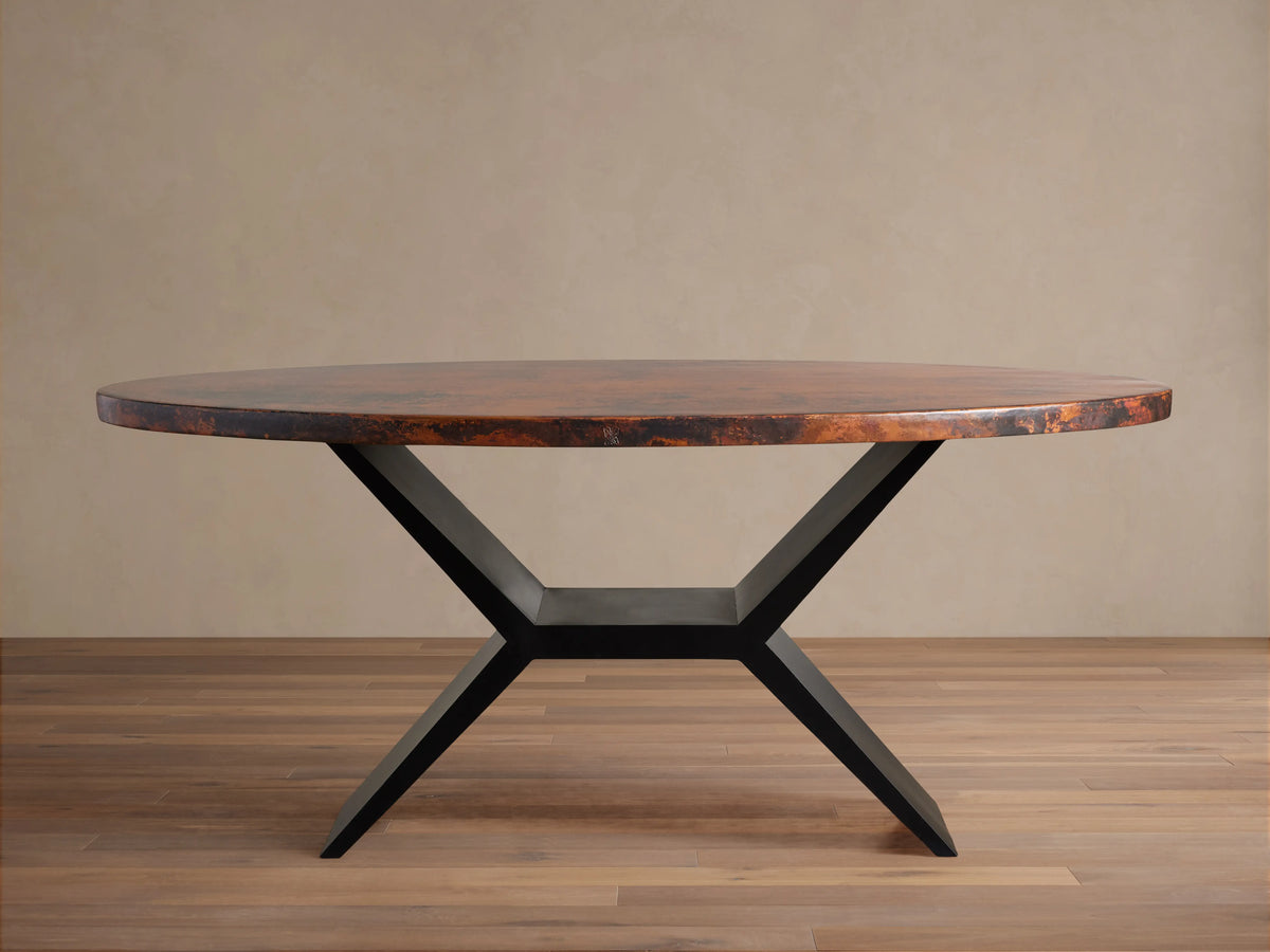 Recycled Metal Dining Table with Vertex Base