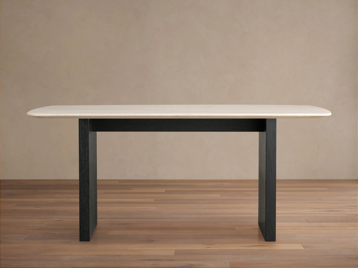 Saint Germain Stone Top Dining Table with Wood Clement Base