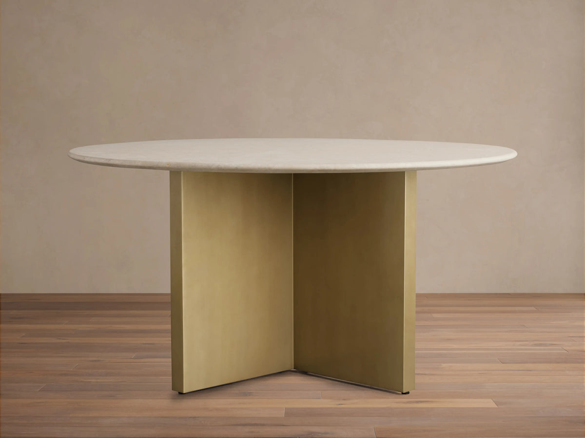 Saint Germain Round Stone Dining Table with Clement Base
