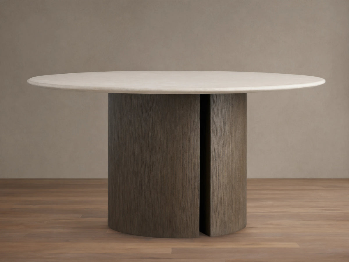 Saint Germain Round Stone Dining Table with Dauphine Base