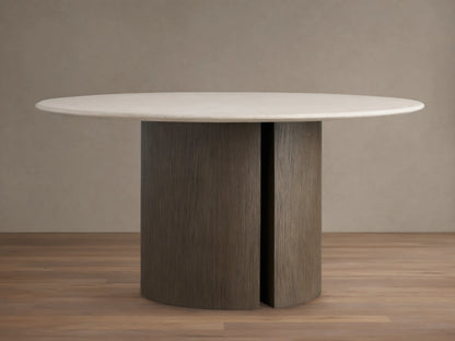 Saint Germain Round Stone Dining Table with Dauphine Base