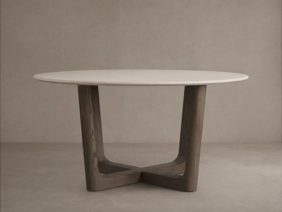 Saint Germain Round Stone Dining Table with Rennes Base