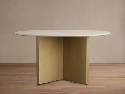 Saint Germain Round Stone Dining Table with Clement Base