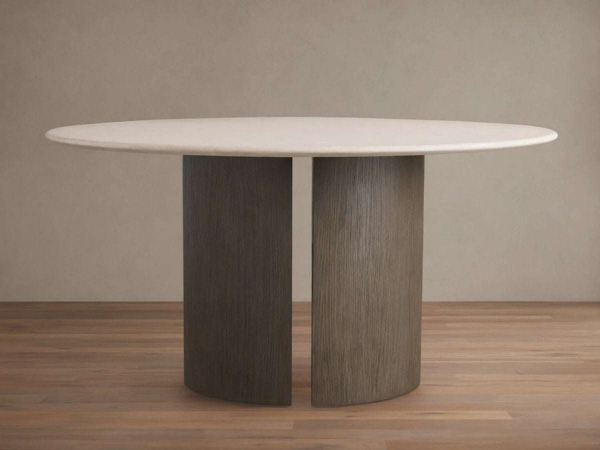 Saint Germain Round Stone Dining Table with Dauphine Base