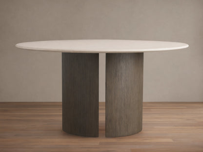 Saint Germain Round Stone Dining Table with Dauphine Base