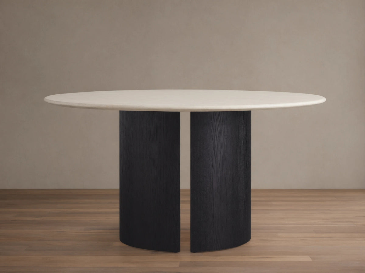 Saint Germain Round Stone Dining Table with Dauphine Base