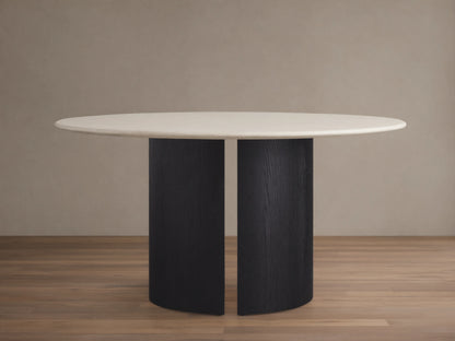 Saint Germain Round Stone Dining Table with Dauphine Base