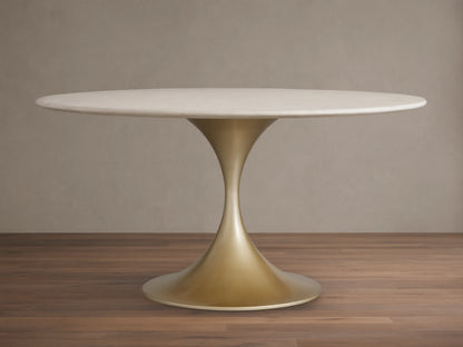 Saint Germain Round Stone Dining Table with Launette Base