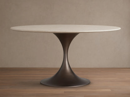 Saint Germain Round Stone Dining Table with Launette Base