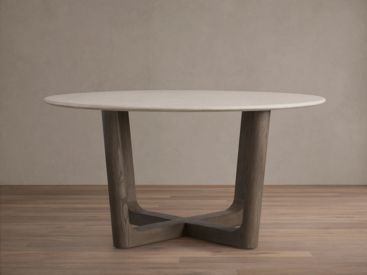 Saint Germain Round Stone Dining Table with Rennes Base