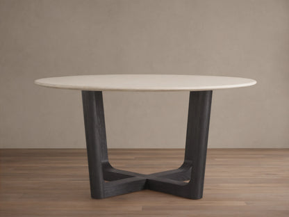 Saint Germain Round Stone Dining Table with Rennes Base