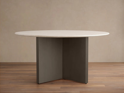 Saint Germain Round Stone Dining Table with Clement Base