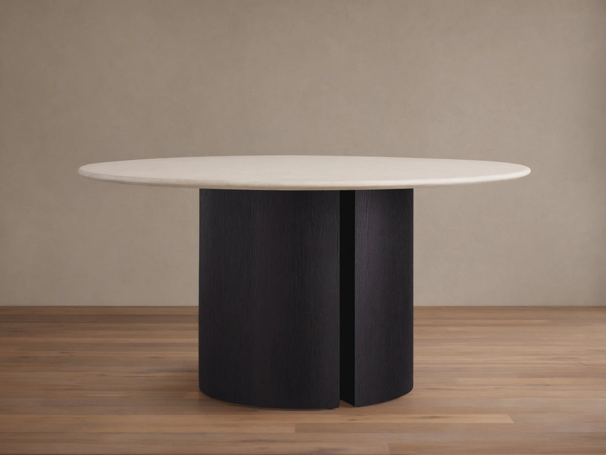 Saint Germain Round Stone Dining Table with Dauphine Base