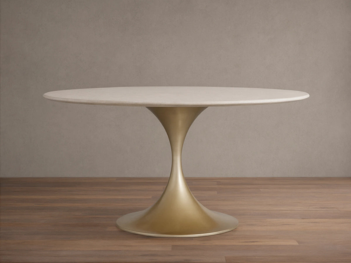 Saint Germain Round Stone Dining Table with Launette Base