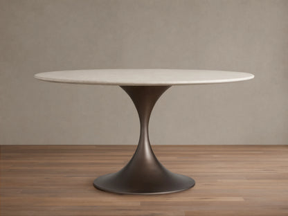 Saint Germain Round Stone Dining Table with Launette Base