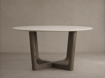 Saint Germain Round Stone Dining Table with Rennes Base