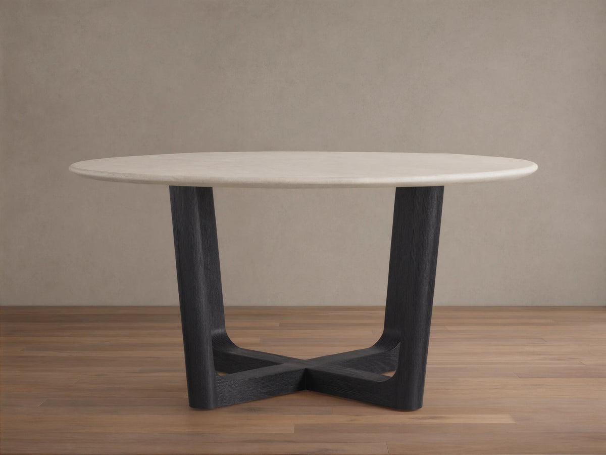 Saint Germain Round Stone Dining Table with Rennes Base