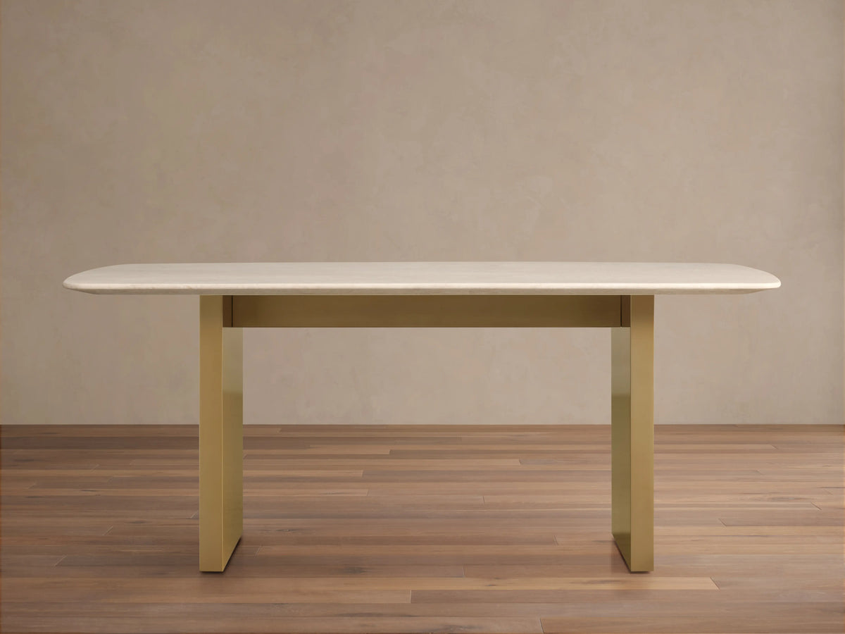Saint Germain 96" Stone Dining Table with Metal Clement Base