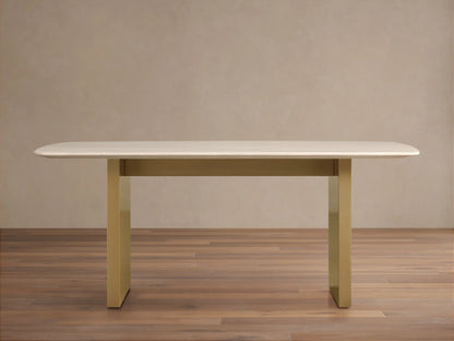 Saint Germain 96" Stone Dining Table with Metal Clement Base