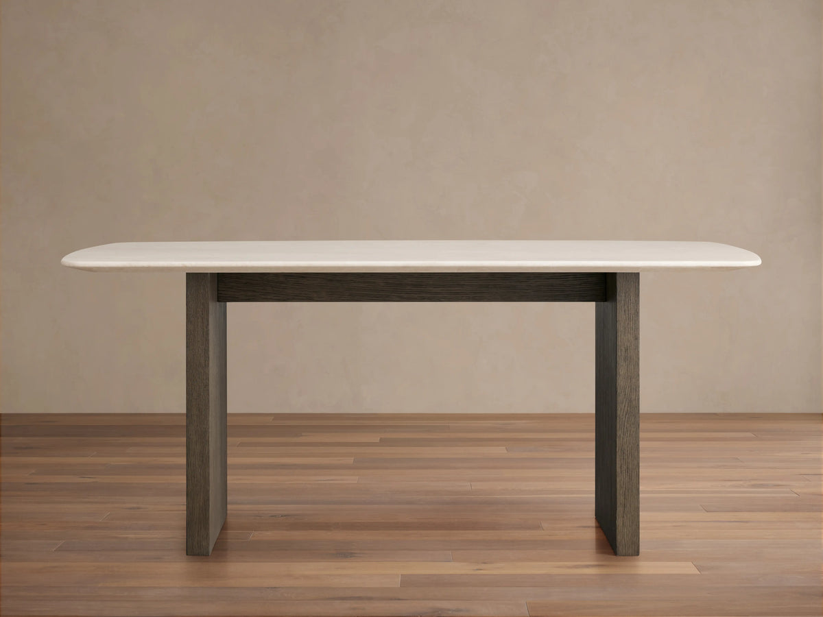 Saint Germain Stone Top Dining Table with Wood Clement Base