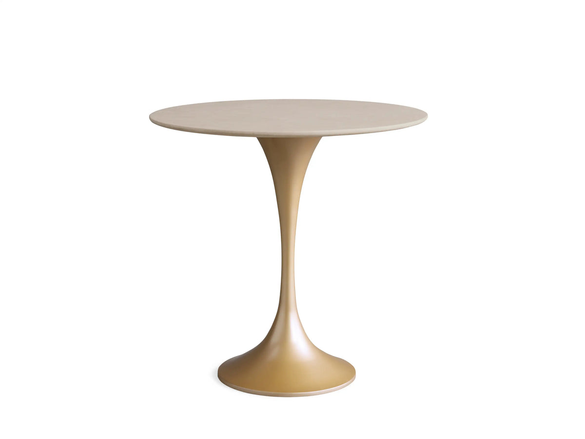 Round Saint Germain Bistro Table with a cream marble top, displaying subtle natural veining and a smooth surface, viewed from above.