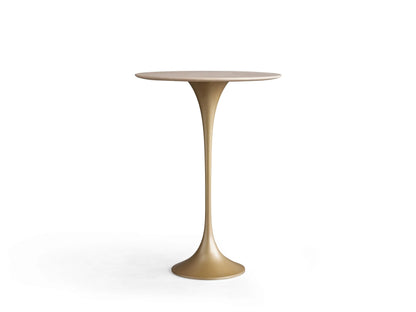 Circular Saint Germain Bar Table with a cream marble tabletop, displaying subtle natural variations and a smooth finish.