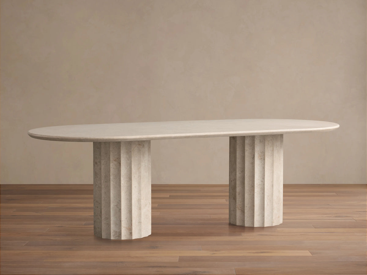 Danae 96" Oval Stone Table in Cream Stone (1 of 8)