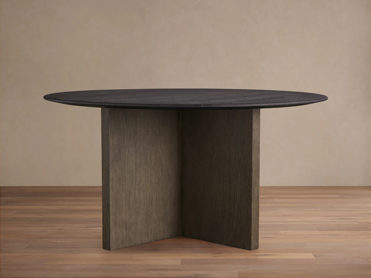 Saint Germain Round Wood Top Dining Table with Wood Clement Base