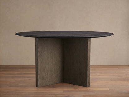 Saint Germain Round Wood Top Dining Table with Wood Clement Base