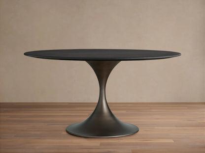Saint Germain Round Wood Dining Table with Launette Base