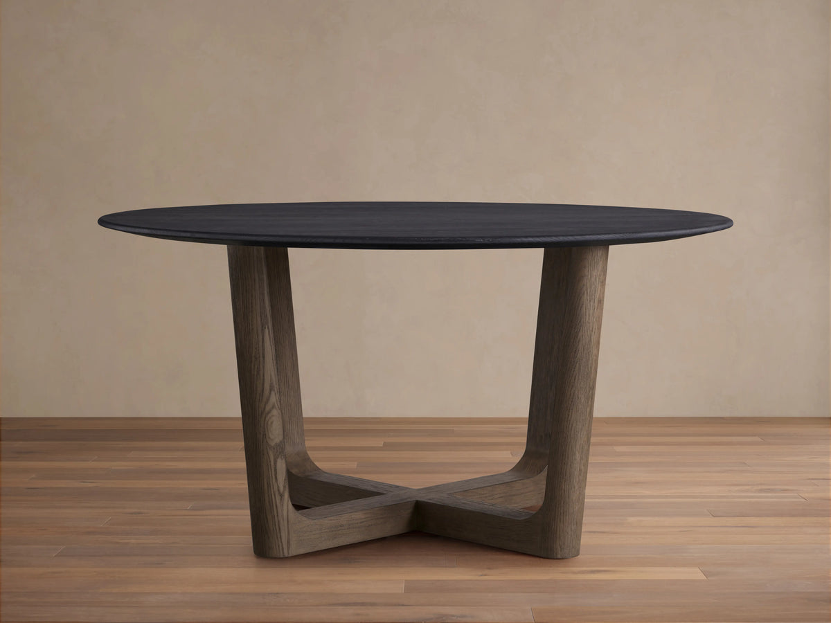 Saint Germain Round Wood Dining Table with Rennes Base