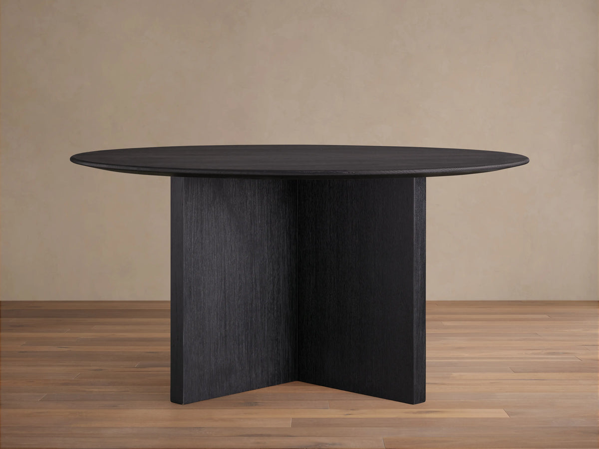 Saint Germain Round Wood Top Dining Table with Wood Clement Base