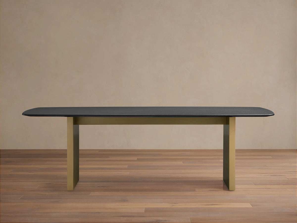 Saint Germain Wood Dining Table with Clement Base in Metal