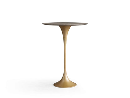 Round Saint Germain Bar Table with a dark marble top featuring white veining patterns. The surface has a glossy finish.