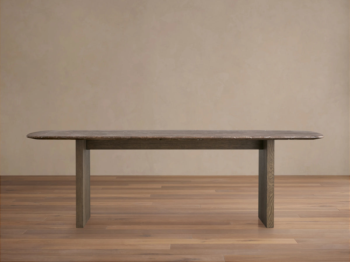 Saint Germain Stone Top Dining Table with Wood Clement Base
