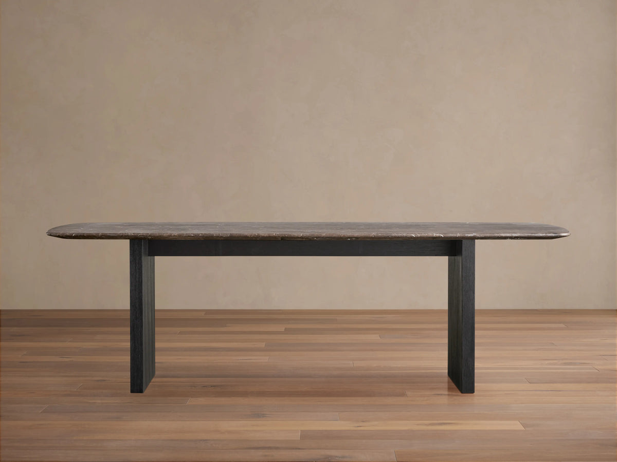 Saint Germain Stone Top Dining Table with Wood Clement Base