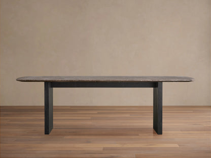 Saint Germain Stone Top Dining Table with Wood Clement Base