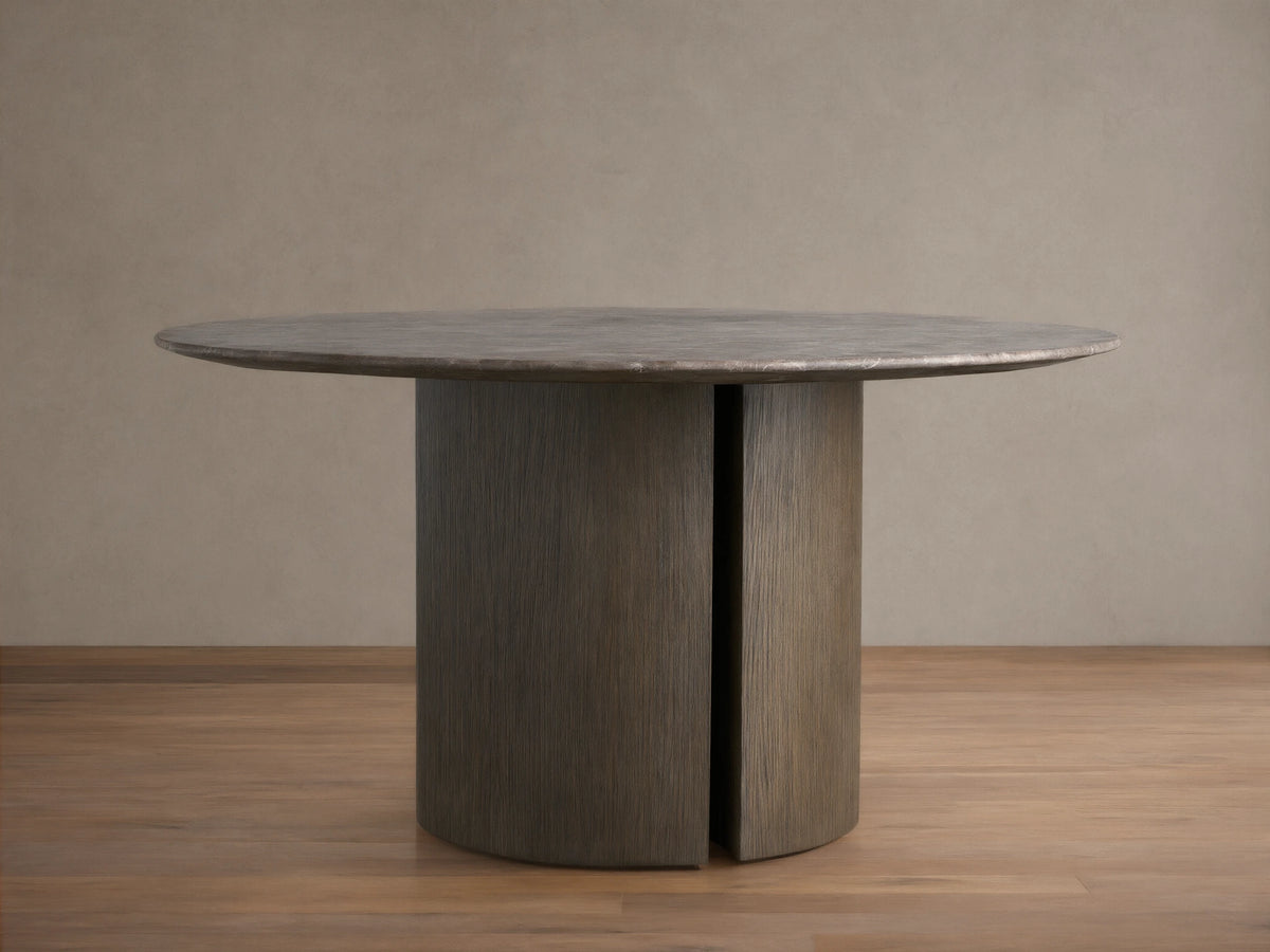 Saint Germain Round Stone Dining Table with Dauphine Base