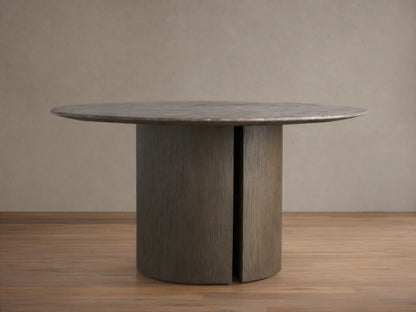 Saint Germain Round Stone Dining Table with Dauphine Base