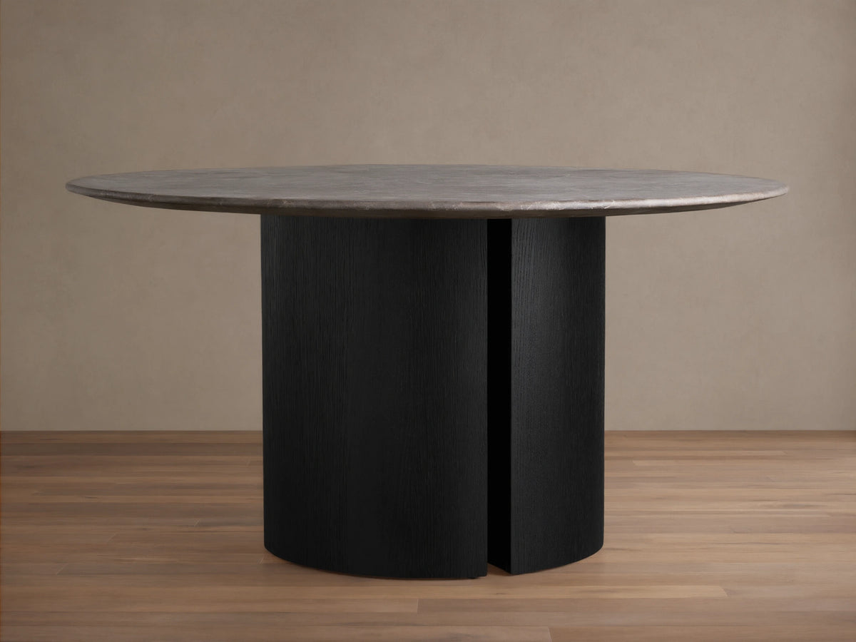 Saint Germain Round Stone Dining Table with Dauphine Base