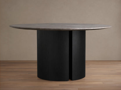Saint Germain Round Stone Dining Table with Dauphine Base