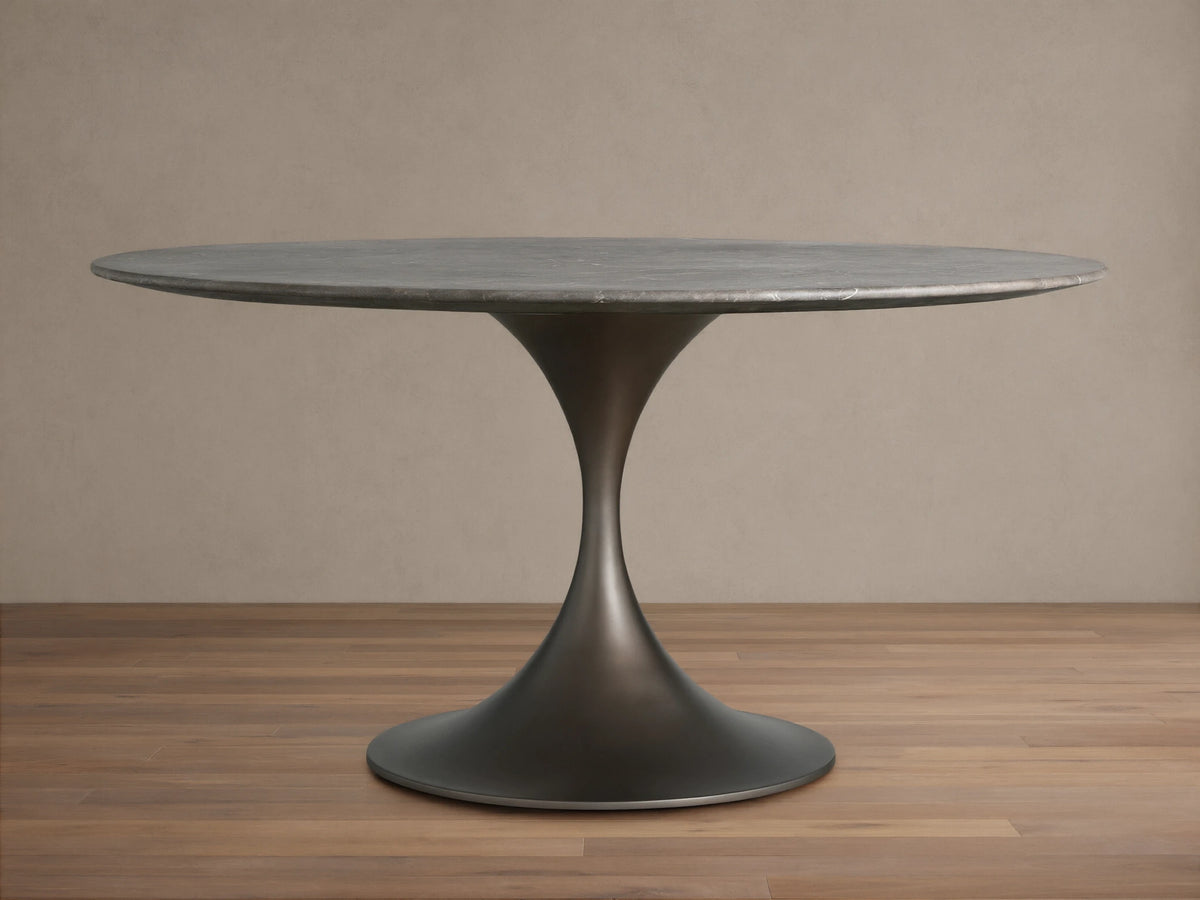 Saint Germain Round Stone Dining Table with Launette Base