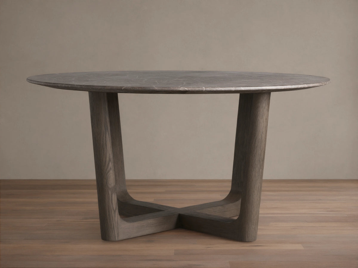 Saint Germain Round Stone Dining Table with Rennes Base