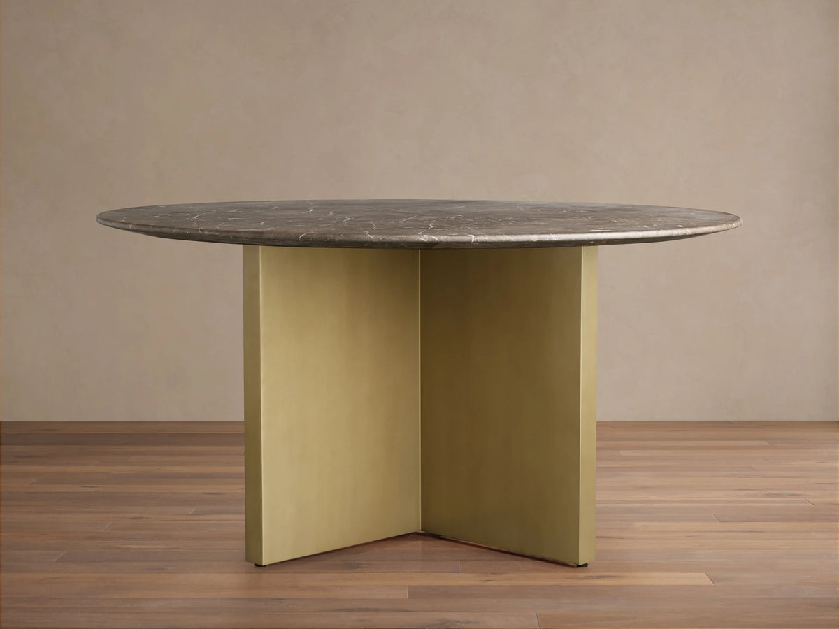 Saint Germain Round Stone Dining Table with Clement Base