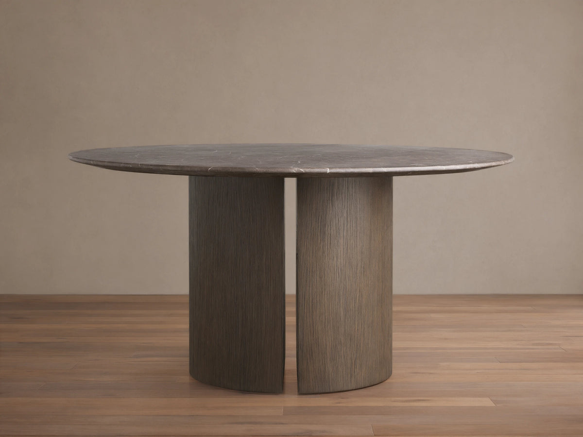 Saint Germain Round Stone Dining Table with Dauphine Base