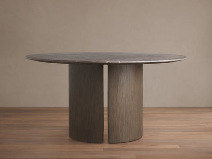 Saint Germain Round Stone Dining Table with Dauphine Base